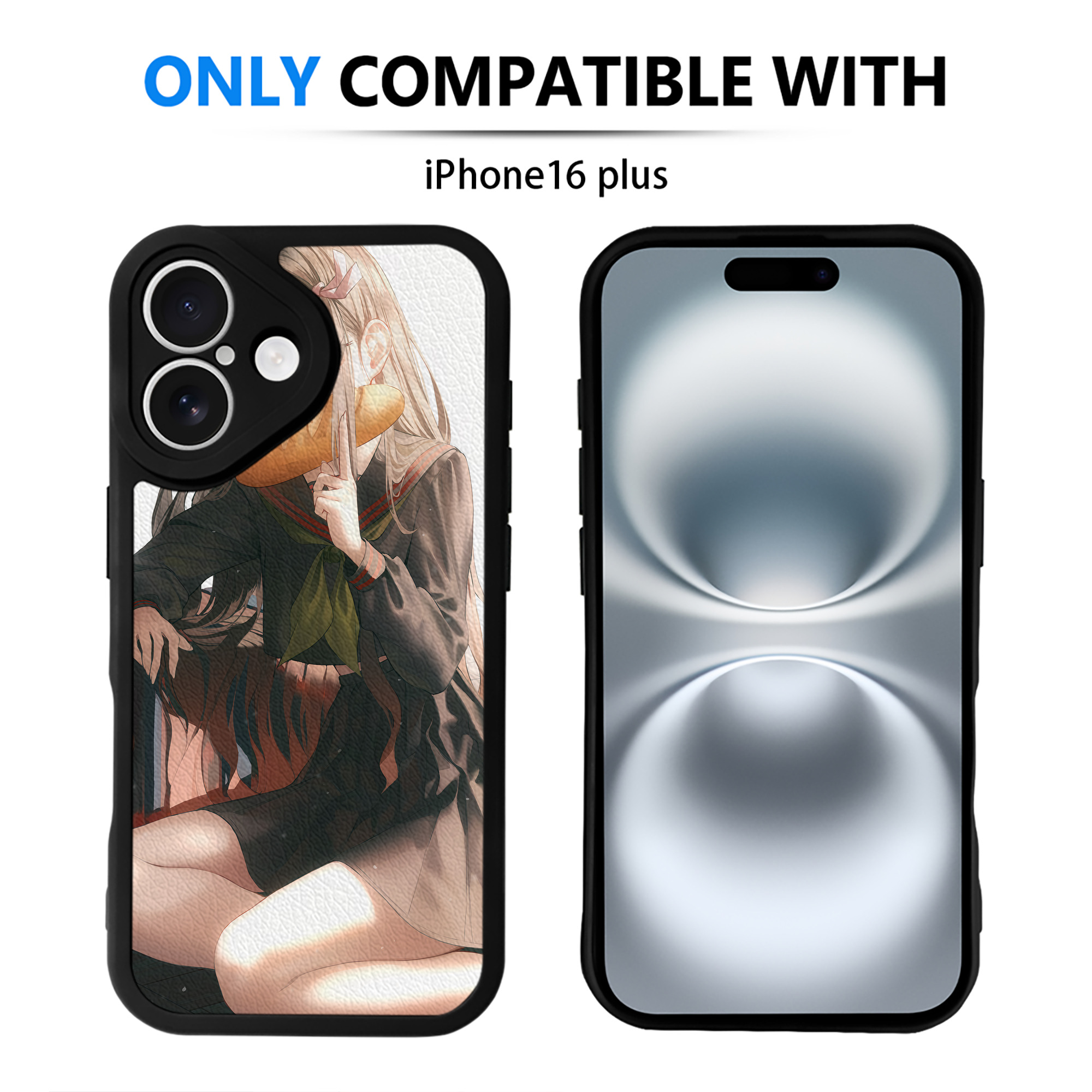 （画像用） 鬼滅の刃（きめつのやいば）竈門 禰󠄀豆子／かまど ねずこ Kamado Nezuko 【iPhone 16シリーズ対応】シリコンスマホケース（レザー調） 材質：シリコン
